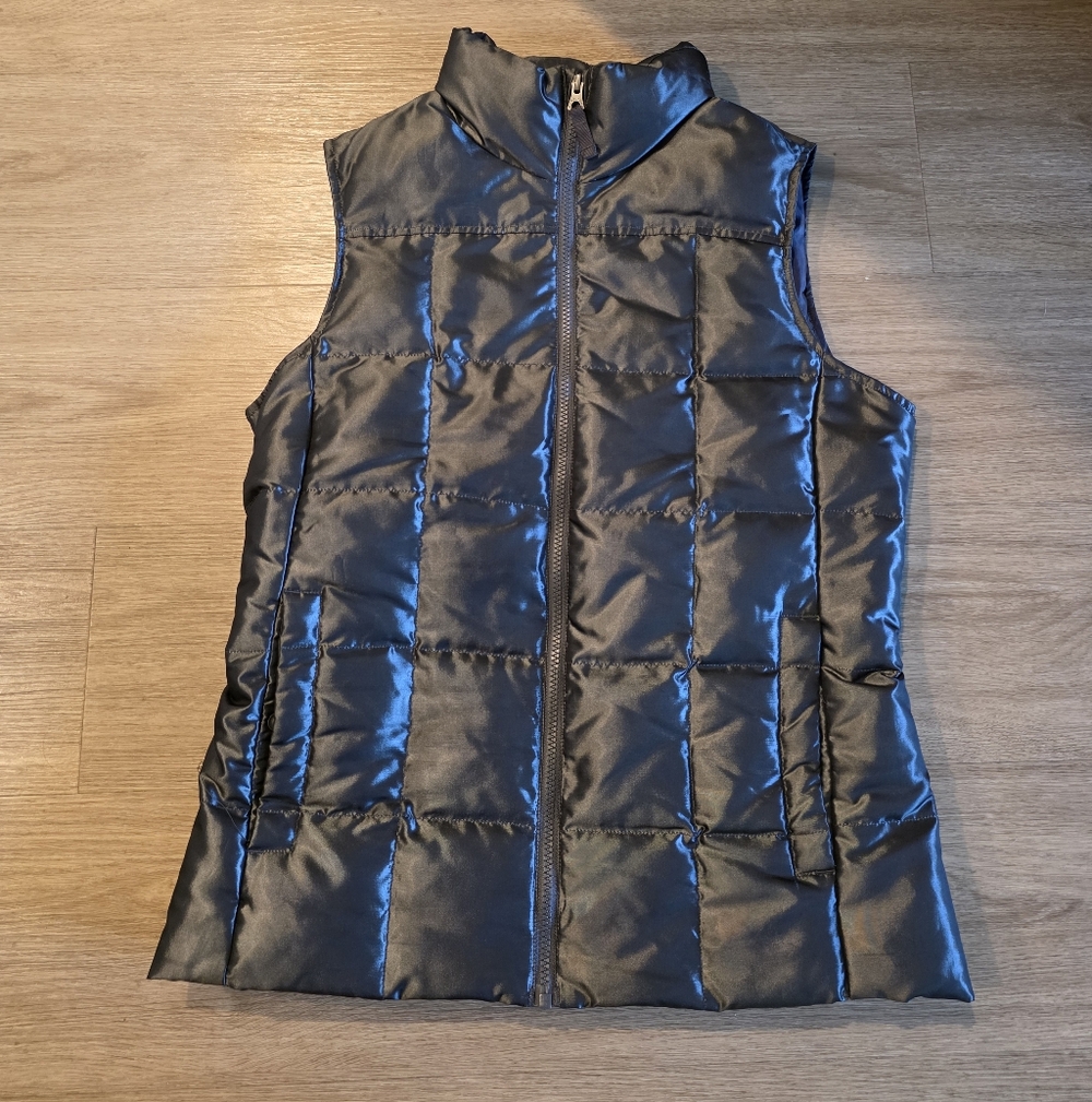LANDS END / CHARCOAL PUFFER VEST / SMALL